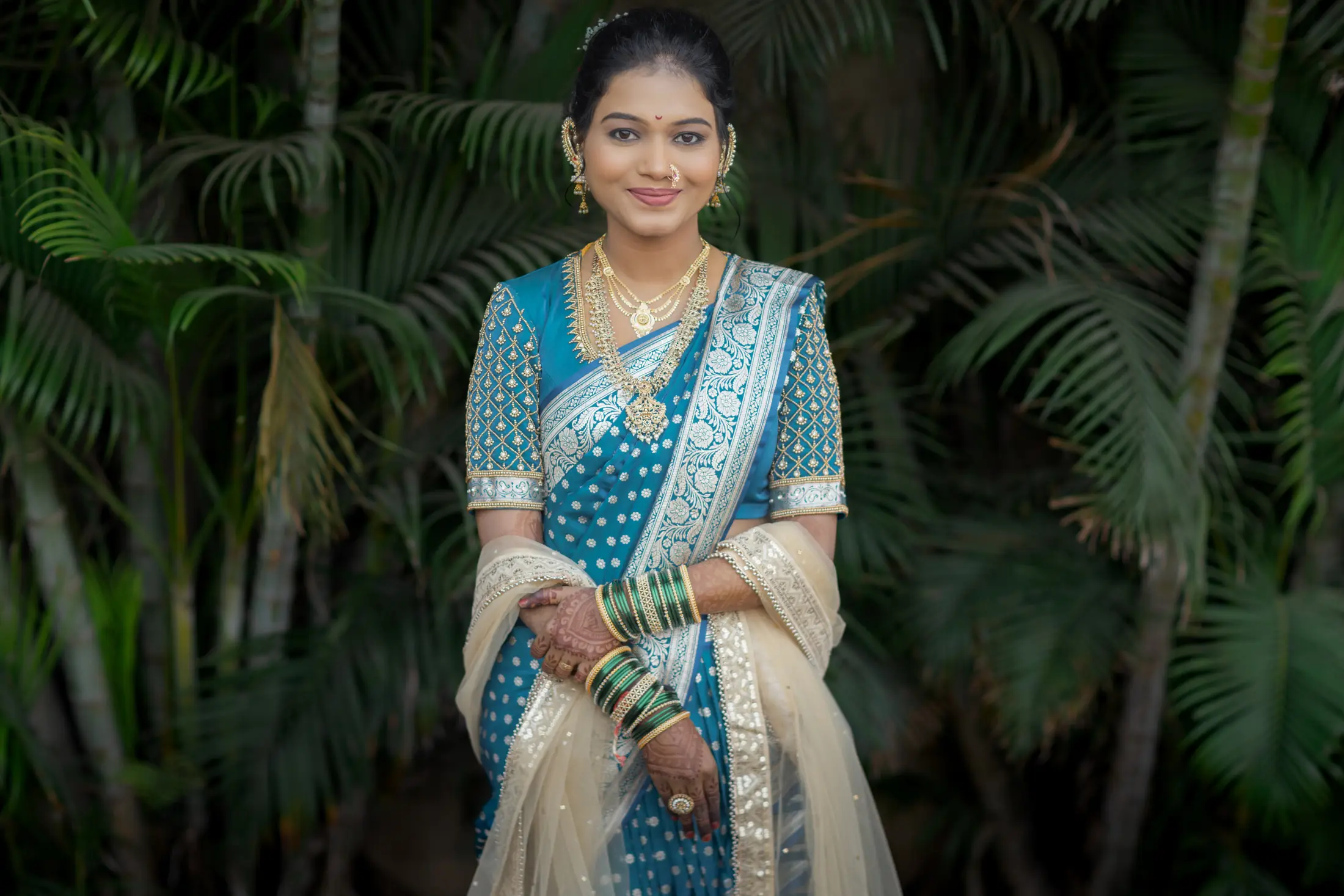 Rani Kaustubh wedding portrait in a wide landscape frame